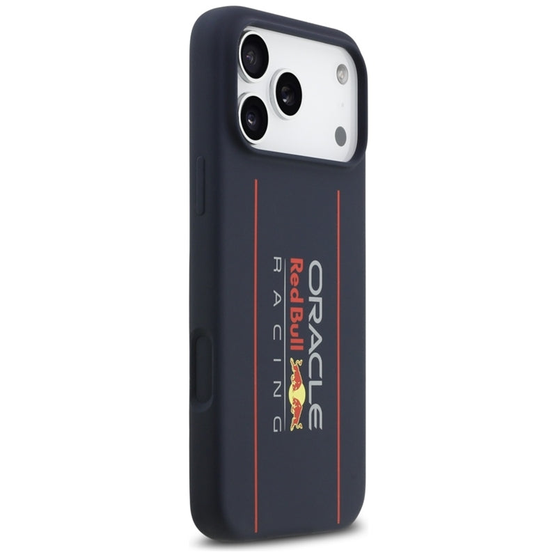 Red Bull Silikoninis Oversize Vertikalus Logotipas MagSafe - iPhone 17 Pro Max dėklas (Tamsiai mėlynas)