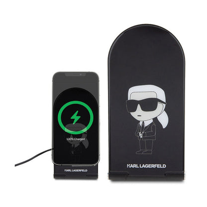 Karl Lagerfeld Ikonik MagSafe - sulankstomas 2-in-1 indukcinis įkroviklis su MagSafe, skirtas iPhone ir AirPods, 15W (juodas)