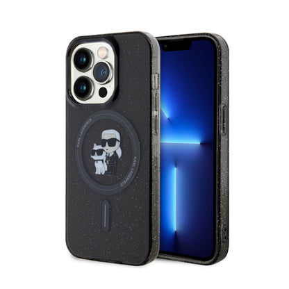 Karl Lagerfeld Karl & Choupette Glitter Magsafe - Dėklas, skirtas iPhone 15 Pro (Juoda)