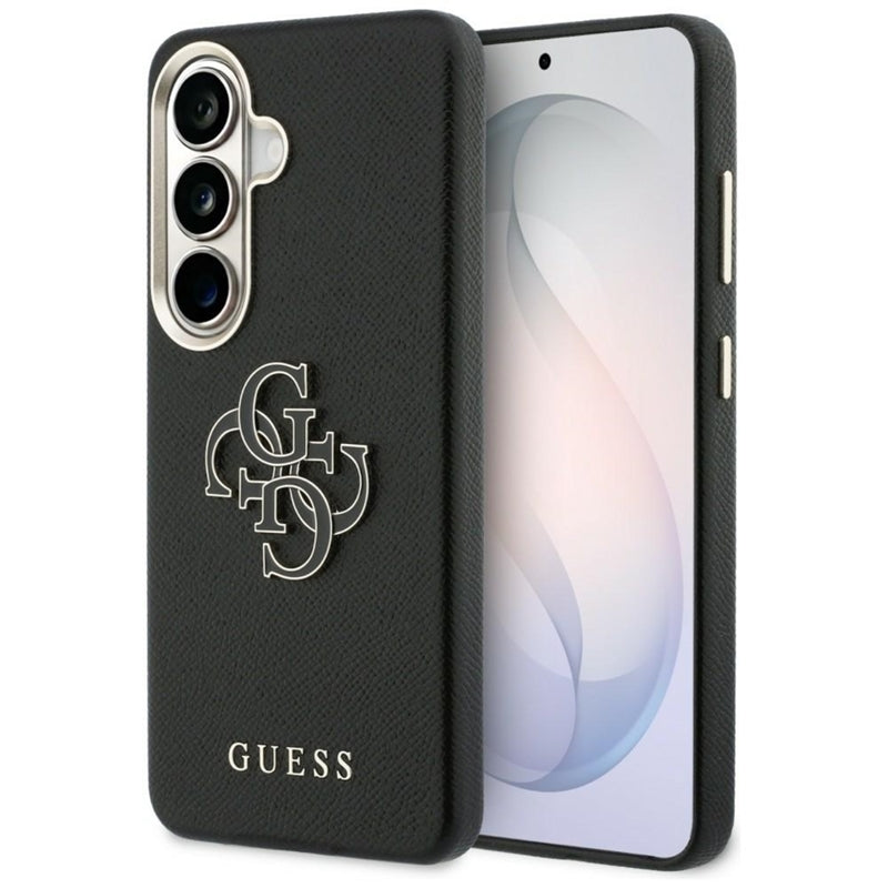 Guess Grained Big 4G Metal Logo dėklas - Samsung Galaxy S26 dėklas (juodas)