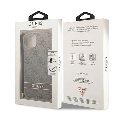 Guess 4G Print Cord – dėklas, skirtas „iPhone 14 Plus“ (rudos spalvos)