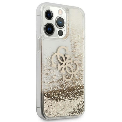 Guess Liquid Glitter 4G Big Logo – dėklas skirtas iPhone 13 Pro Max (aukso spalva)
