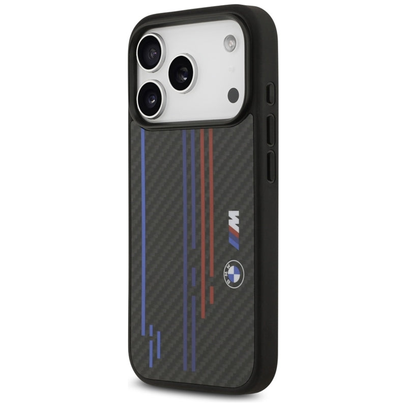 BMW M Kevlar linijos ir logotipas MagSafe - iPhone 17 Pro dėklas (juodas)