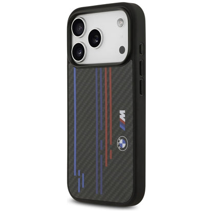 BMW M Kevlar linijos ir logotipas MagSafe - iPhone 17 Pro dėklas (juodas)