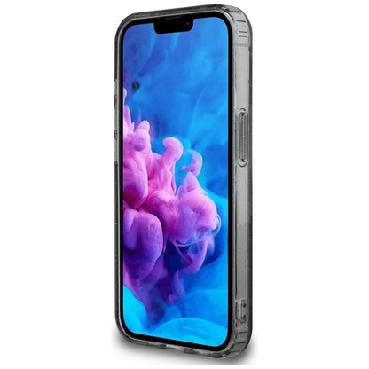 Guess IML Metal Glitter Flowers Triangle MagSafe – Dėklas, skirtas iPhone 16e (juoda)