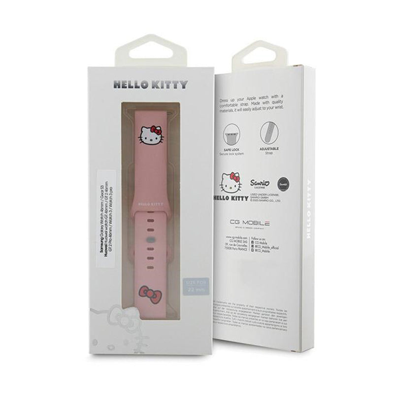 Hello Kitty Silikoninė Kitty Galva – universalus laikrodžio dirželis 22 mm (rožinis)