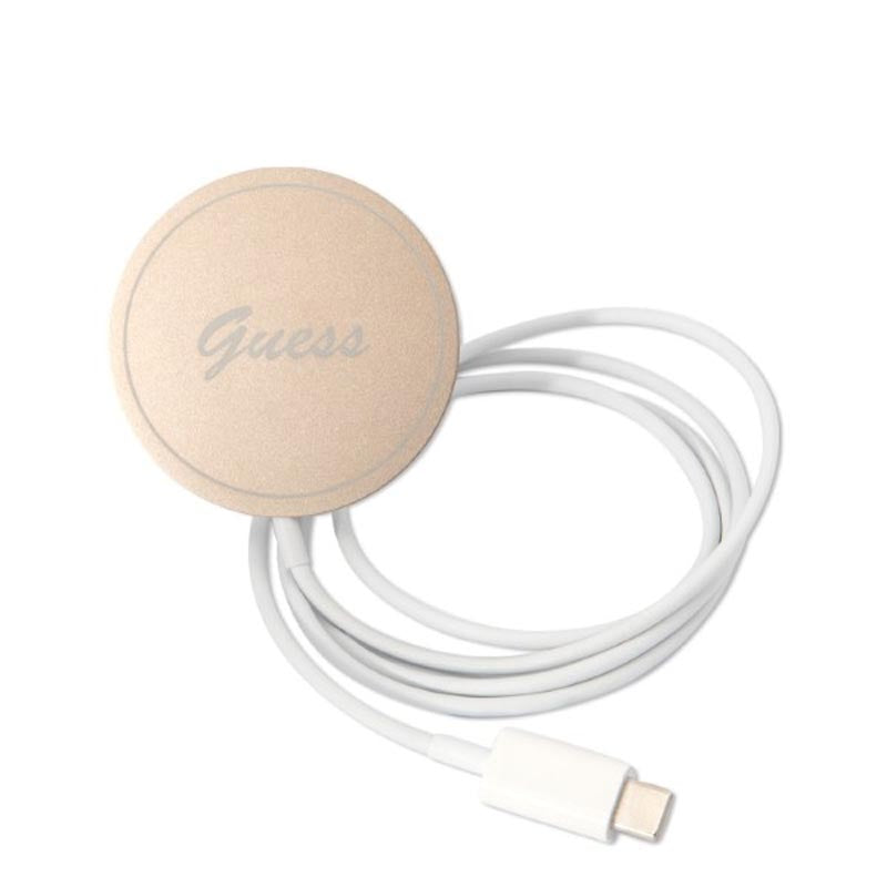 Guess Bundle Pack MagSafe 4G – Dėklas iPhone 14 Pro + MagSafe įkroviklis (juoda/auksinė)