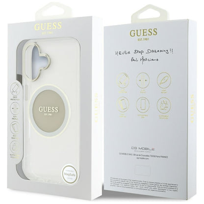 Guess IML Metal Colored Circle Classic Logo MagSafe – dėklas iPhone 16 (pilkas)