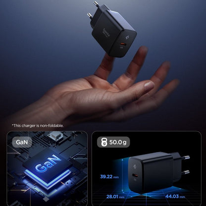 Spigen Essential EE201EU GaN - Sieninis įkroviklis USB-C 20W (juodas)