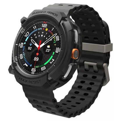 Spigen Rugged Armor – Dėklas, skirtas Samsung Galaxy Watch 8 Classic 46 mm (Matinis juodas)
