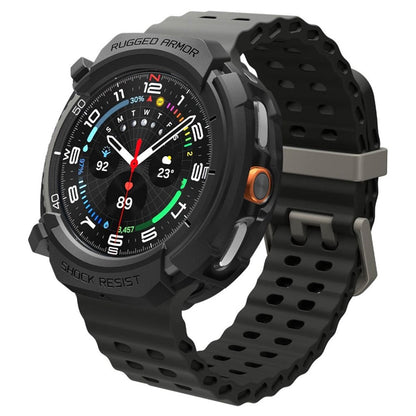 Spigen Rugged Armor – Dėklas, skirtas Samsung Galaxy Watch 8 Classic 46 mm (Matinis juodas)