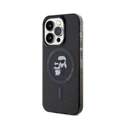 Karl Lagerfeld Karl & Choupette Glitter Magsafe - Dėklas, skirtas iPhone 15 Pro (Juoda)