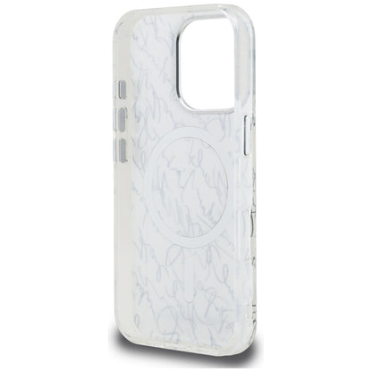 Karl Lagerfeld IML Karl Script Pattern MagSafe - Dėklas iPhone 16 Pro (baltas)