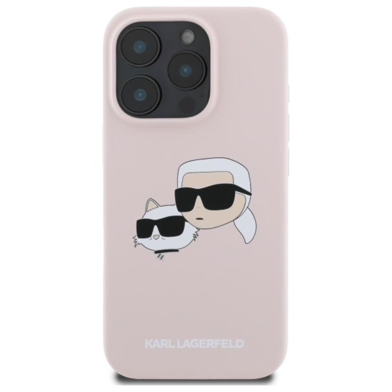 Karl Lagerfeld Silicone Double Heads Print MagSafe – dėklas iPhone 16 Pro Max (rožinis)