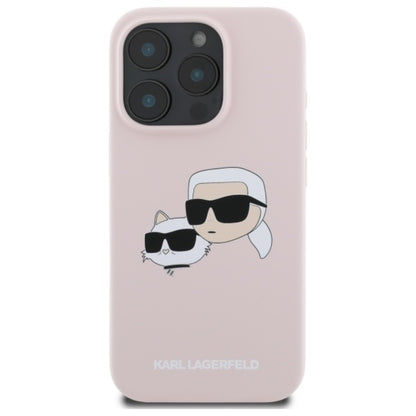 Karl Lagerfeld Silicone Double Heads Print MagSafe – dėklas iPhone 16 Pro Max (rožinis)
