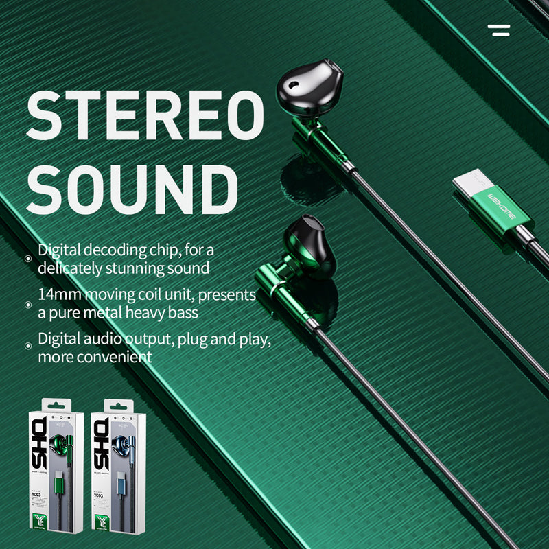 WEKOME YC03 SHQ Series - USB-C laidinės ausinės (Tarnish)