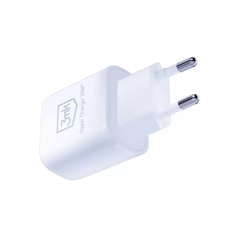 3mk Hyper Charger – USB-A QC 3.0 + USB-C PD 20W sieninis įkroviklis (baltas)