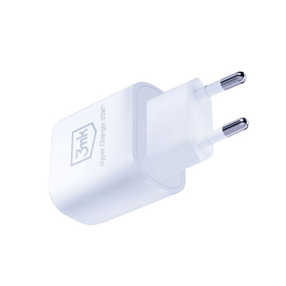3mk Hyper Charger – USB-A QC 3.0 + USB-C PD 20W sieninis įkroviklis (baltas)