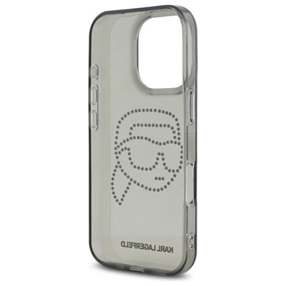 Karl Lagerfeld IML Rhinestones Karl Head – dėklas, skirtas iPhone 16 Pro Max (juodas)
