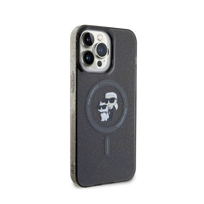 Karl Lagerfeld Karl & Choupette Glitter Magsafe – dėklas iPhone 15 Pro Max (juodas)