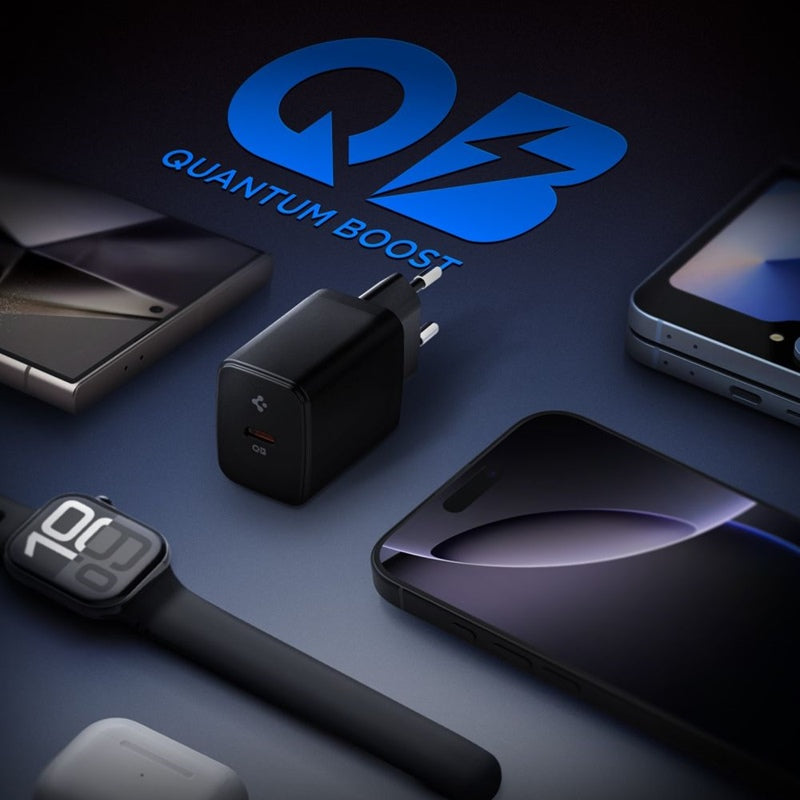 Spigen Essential EE201EU GaN - Sieninis įkroviklis USB-C 20W (juodas)