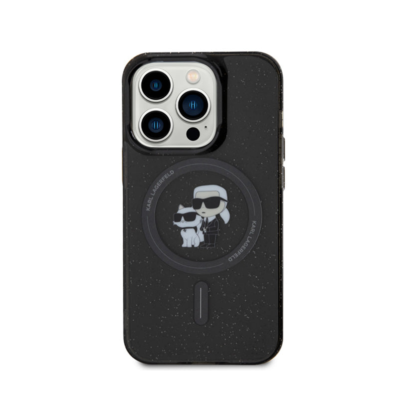 Karl Lagerfeld Karl & Choupette Glitter Magsafe - Dėklas, skirtas iPhone 15 Pro (Juoda)