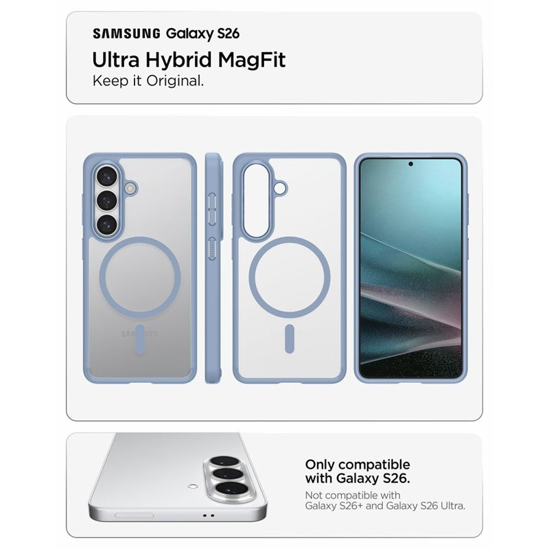 Spigen Ultra Hybrid Mag MagSafe – dėklas, skirtas Samsung Galaxy S26 (šviesiai mėlynas)