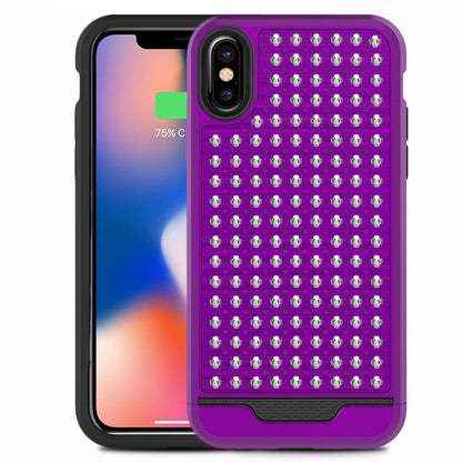 Zizo Star Diamond Hybrid dėklas, skirtas „iPhone X“ (violetinė / juoda)