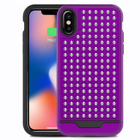 Zizo Star Diamond Hybrid dėklas, skirtas „iPhone X“ (violetinė / juoda)