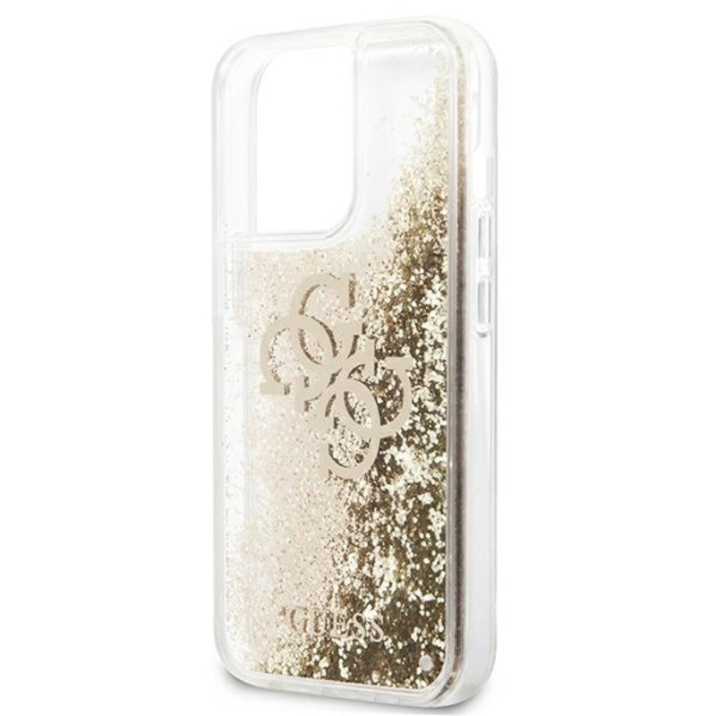 Guess Liquid Glitter 4G Big Logo – dėklas skirtas iPhone 13 Pro Max (aukso spalva)