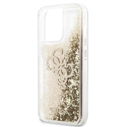 Guess Liquid Glitter 4G Big Logo – dėklas skirtas iPhone 13 Pro Max (aukso spalva)