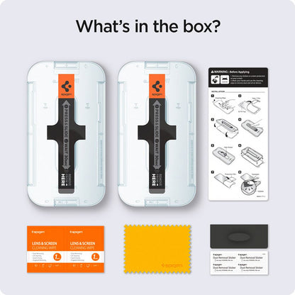 Spigen GLAS.TR EZ FIT 2 vienetai - Grūdintas stiklas, skirtas iPhone 16e / iPhone 14 / iPhone 13 Pro / iPhone 13, 2 vnt.