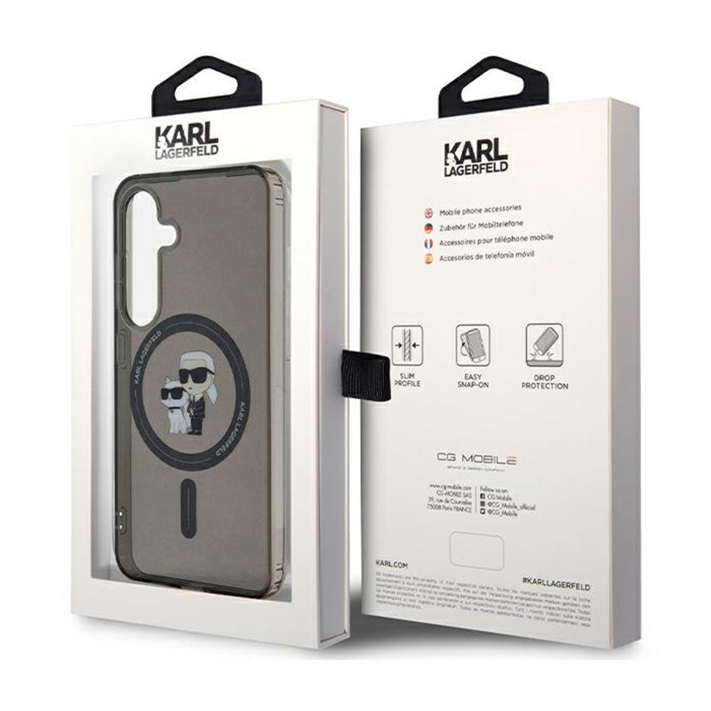 Karl Lagerfeld IML Karl & Choupette Glitter MagSafe - Samsung Galaxy S24 dėklas (juodas)