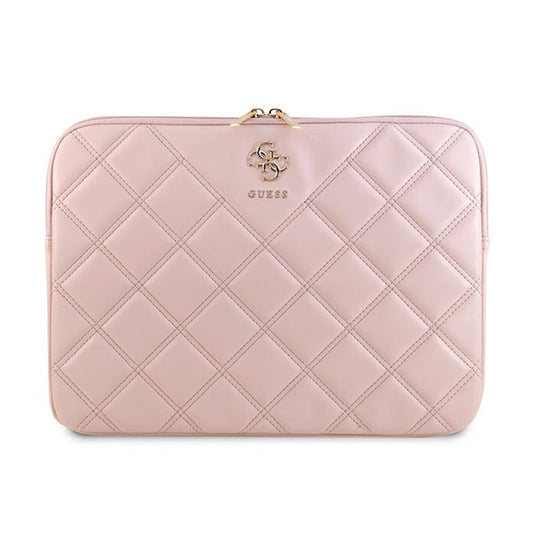 Guess Quilted 4G dėklas – nešiojamojo kompiuterio dėklas 13" / 14" (rožinis)