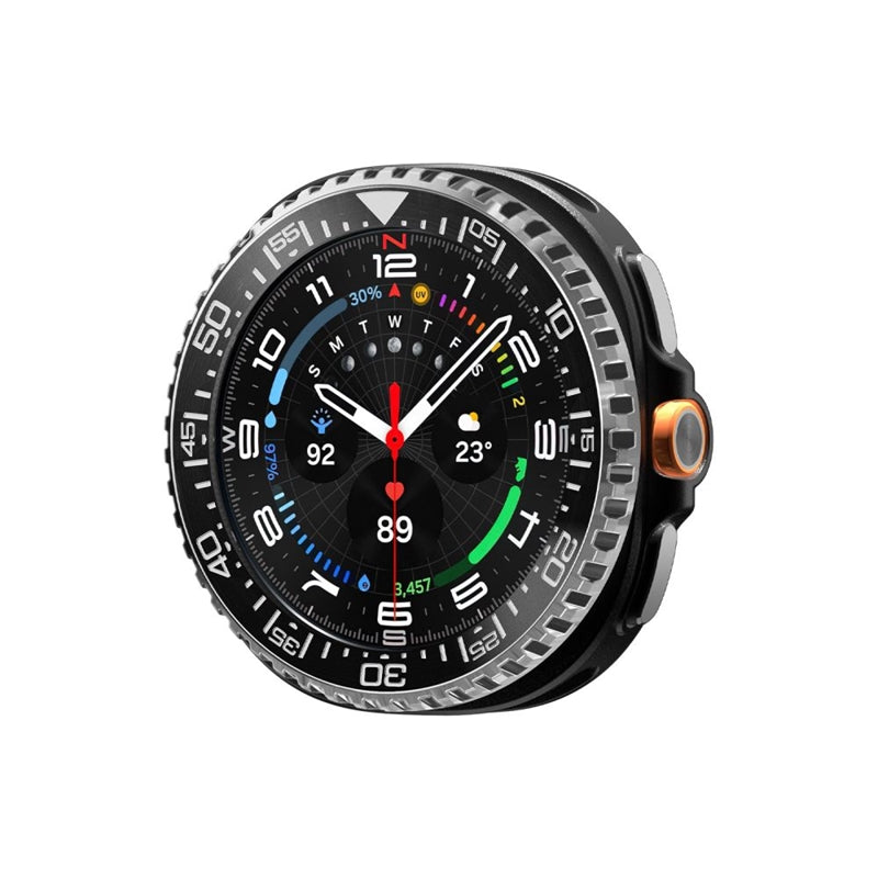 Spigen Bezel Tune Pro Diver - Dėklas / Apsauginis rėmelis, skirtas Samsung Galaxy Watch 8 Classic 46 mm (Sidabrinis)