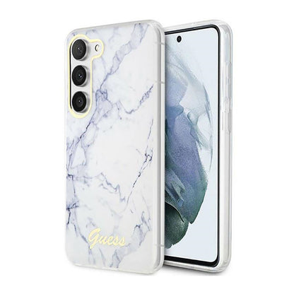 Guess Marble Collection - Dėklas Samsung Galaxy S23+ (Baltas)