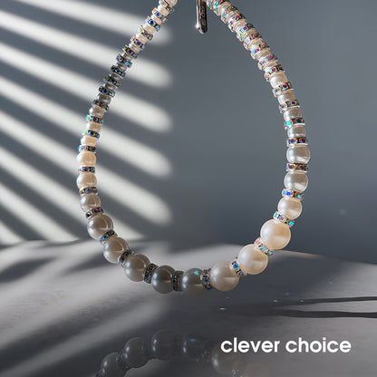 Crong telefono pakabukas - telefono dirželis (sidabro karoliukai)