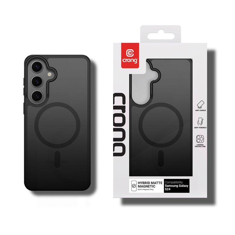 Crong Hybrid Matte Magnetic - MagSafe dėklas Samsung Galaxy S24 (Juodas)