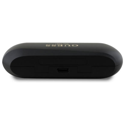 Guess Elongated Metallic Printed Logo - Bluetooth TWS ausinės + įkrovimo dėklas (juodos spalvos)