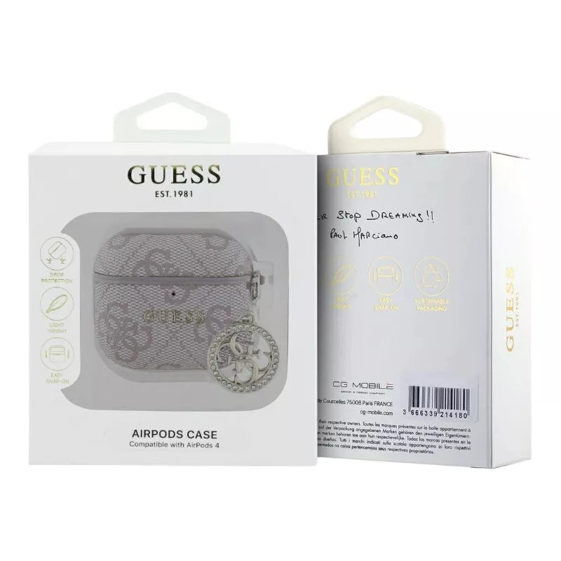 Guess 4G Strass Charm - "AirPods 4" dėklas (rožinis)