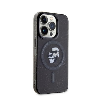 Karl Lagerfeld Karl & Choupette Glitter Magsafe - Dėklas, skirtas iPhone 15 Pro (Juoda)