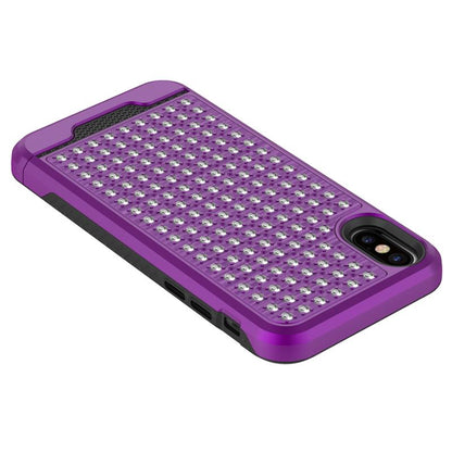 Zizo Star Diamond Hybrid dėklas, skirtas „iPhone X“ (violetinė / juoda)