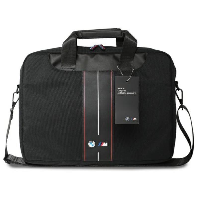 BMW Nylon Red Stripe - Nešiojamojo kompiuterio krepšys 16 colių (juodas)