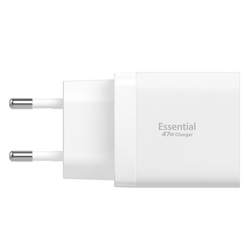 Spigen Essential EE472EU GaN Pro – Sieninis įkroviklis 2x USB-C 47W (Baltas)
