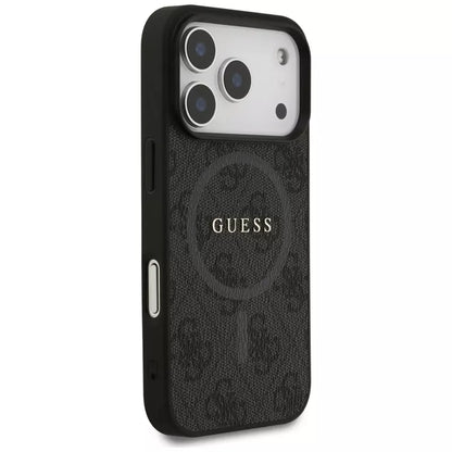 Guess 4G Ring Classic Logo MagSafe dėklas iPhone 17 Pro (juodas)