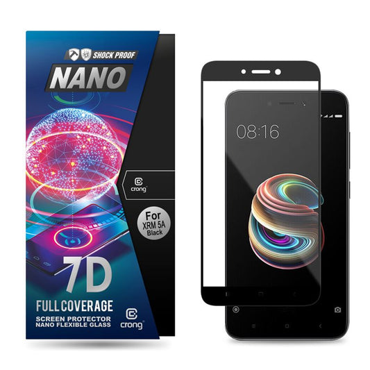 Crong 7D Nano lankstus stiklas – pilnai dengianti hibridinė ekrano apsauga 9H Xiaomi Redmi 5A