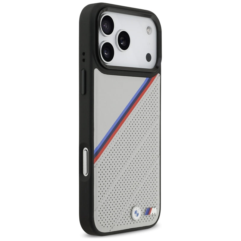 BMW M Tricolor Metalinis logotipas MagSafe - iPhone 17 Pro Max dėklas (pilkas)
