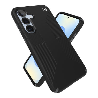 Speck Presidio2 Grip – dėklas, skirtas „Samsung Galaxy S25+ / 24+“ (juoda / skalūno pilka / balta)