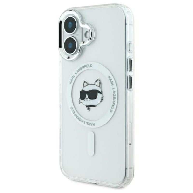 Karl Lagerfeld IML Metal Choupette Head MagSafe – dėklas skirtas iPhone 16 (baltas)