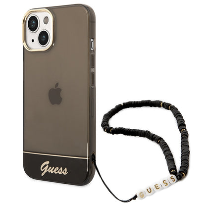 Guess Translucent Pearl Strap – dėklas skirtas „iPhone 14 Plus“ (juodas)